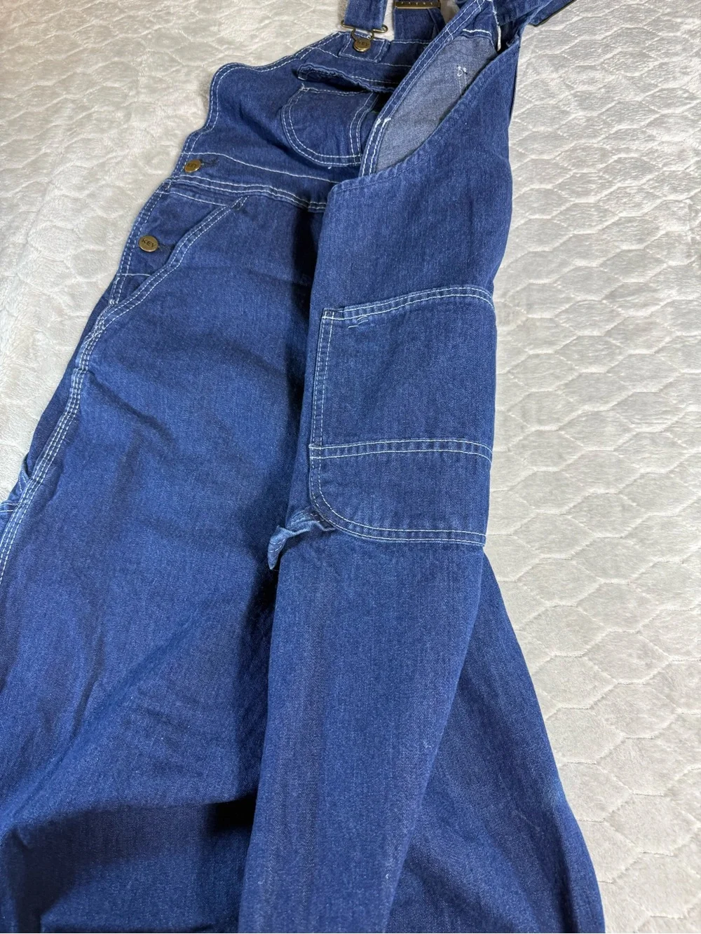Vintage KEY Imperial Blue Bib Overalls Carpenter Denim 40x31 Made USA Style